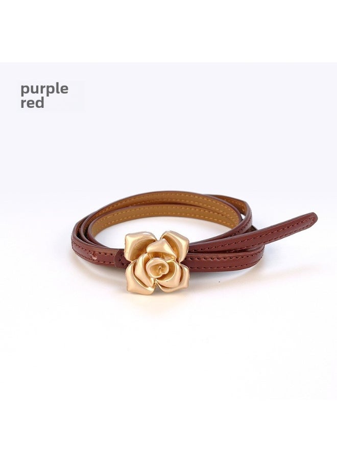 New Leather Thin Womens Belt Floral Slimming Fashion Fuchsia 11175