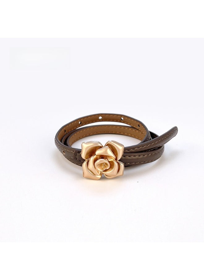 New Leather Thin Womens Belt Floral Slimming Fashion Fuchsia 11175