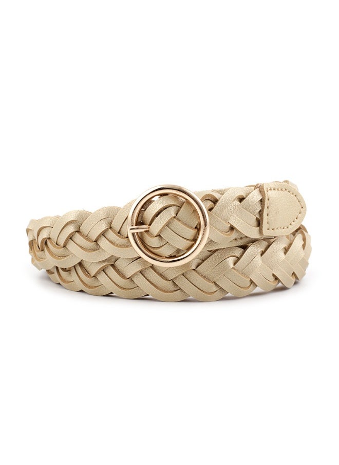 Fashion Womens Braided Belt for Dresses and Jeans Gold