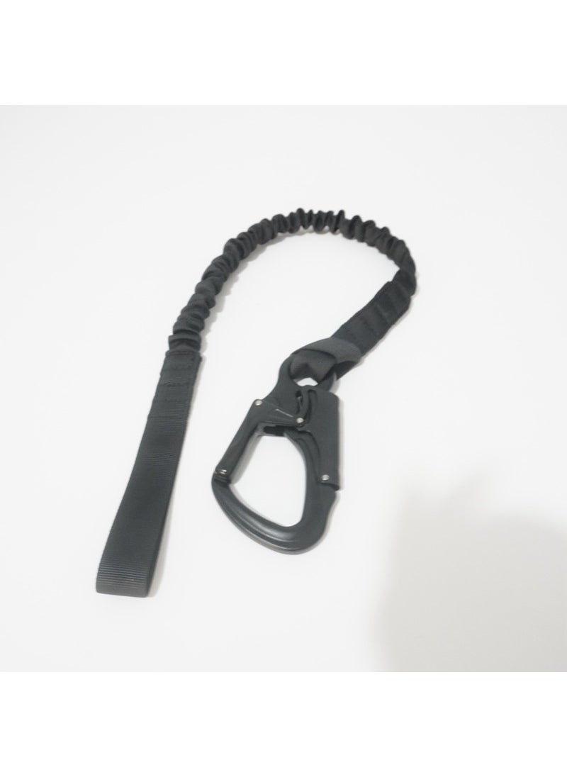 Outdoor Tactical Quick Hang Elastic Machine Descending Safety Rope Double Headed Fast Release Lock Buckle Frog Hook Carabiner black
