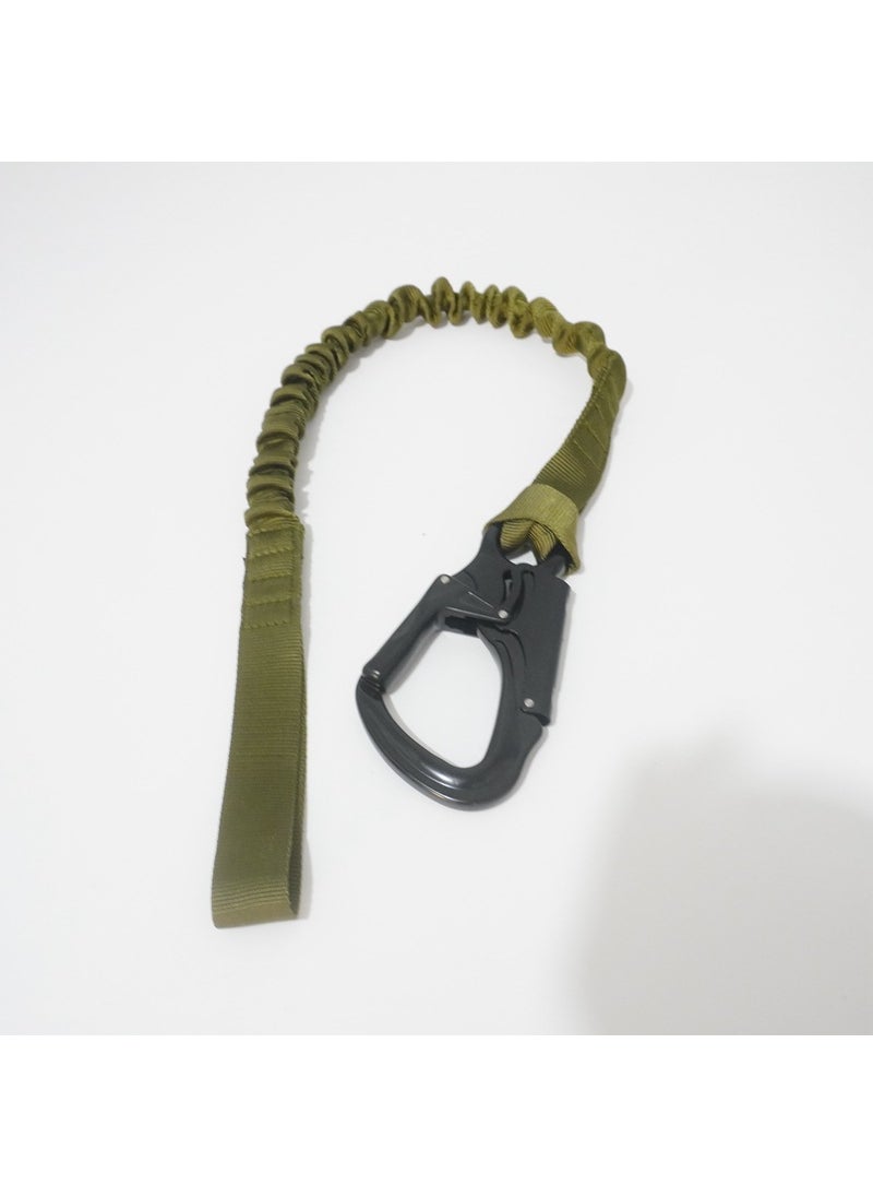 Outdoor Tactical Quick Hang Elastic Machine Descending Safety Rope Double Headed Fast Release Lock Buckle Frog Hook Carabiner Army green
