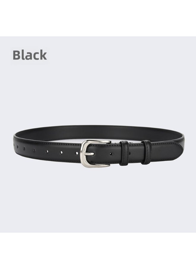 Fashionable Womens Leather Belt for Jeans and Skirts 30575-Black