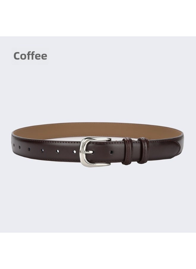 Fashionable Womens Leather Belt for Jeans and Skirts 30575-Coffee