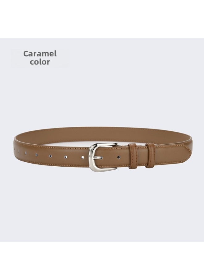 Fashionable Womens Leather Belt for Jeans and Skirts 30575-Coffee