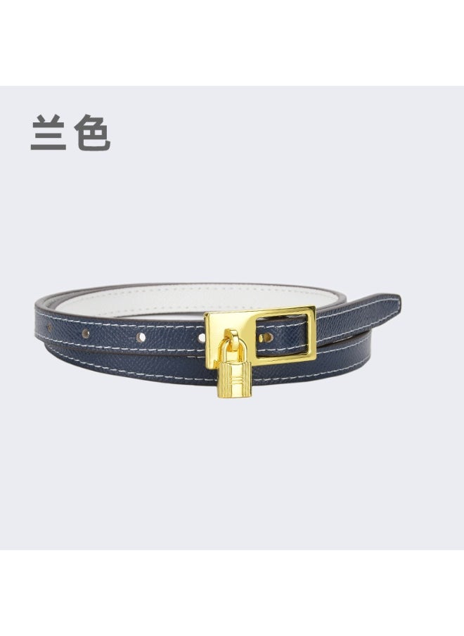Ladies Fashion Leather Belt with Adjustable Pin Buckle 15584-Blue