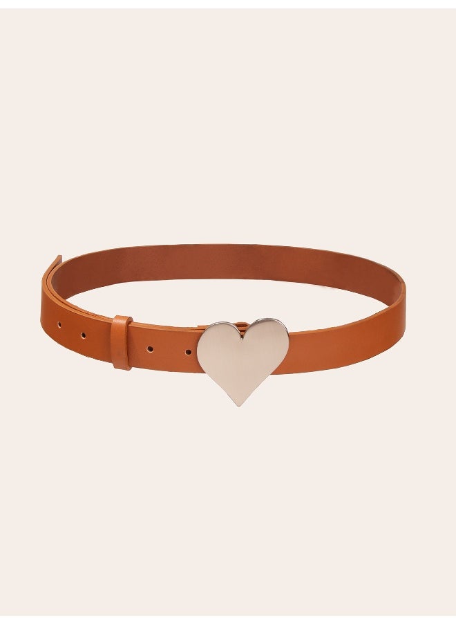 New Smooth Heart Buckle Belt Womens Fashion Punk Street Black Leather Black