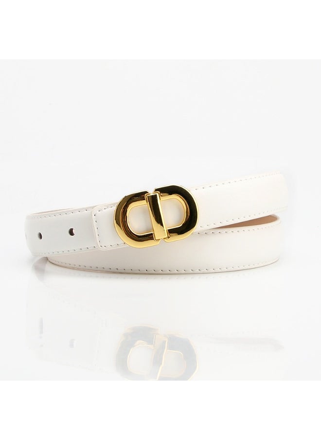 New Womens Alloy Buckle Belt Fashionable Versatile for Dresses White
