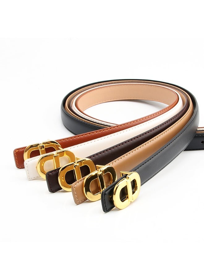 New Womens Alloy Buckle Belt Fashionable Versatile for Dresses White