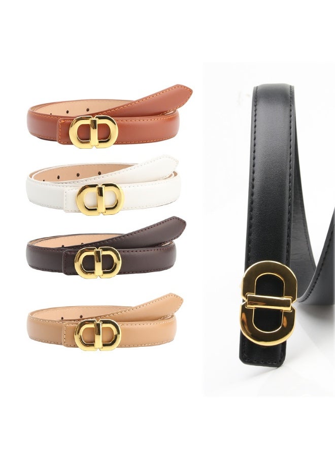 New Womens Alloy Buckle Belt Fashionable Versatile for Dresses White