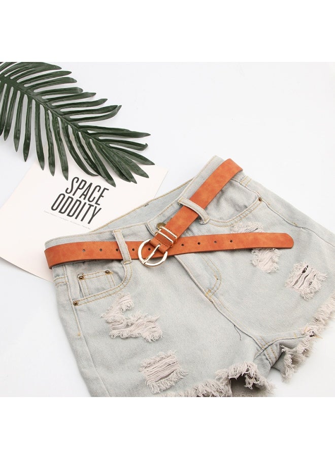 Fashion Boutique Sheepskin Belt Women Casual Jeans Khaki