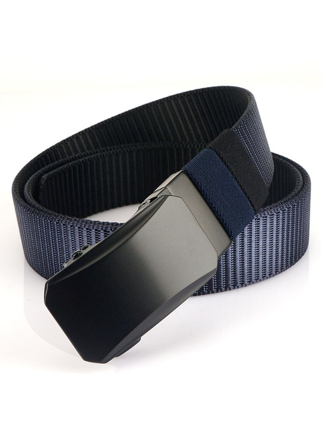 New 3.5 Rotating Buckle Nylon Canvas Belt for Men Black/Sapphire Blue