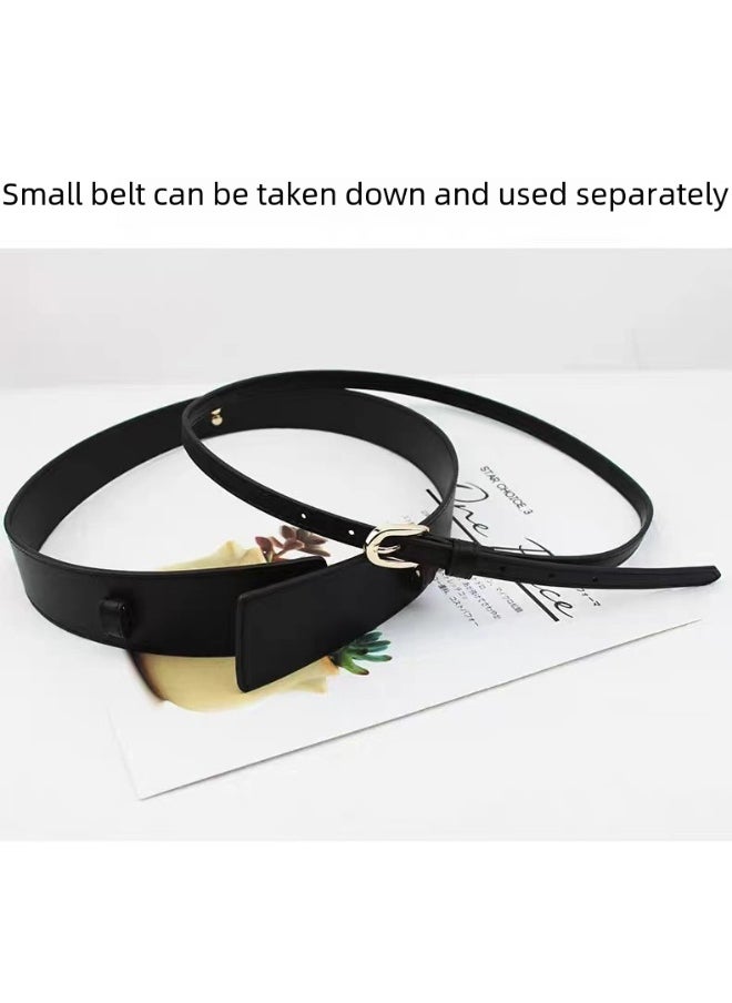 Fashion Belt for Women Dress Coat Sweater Black