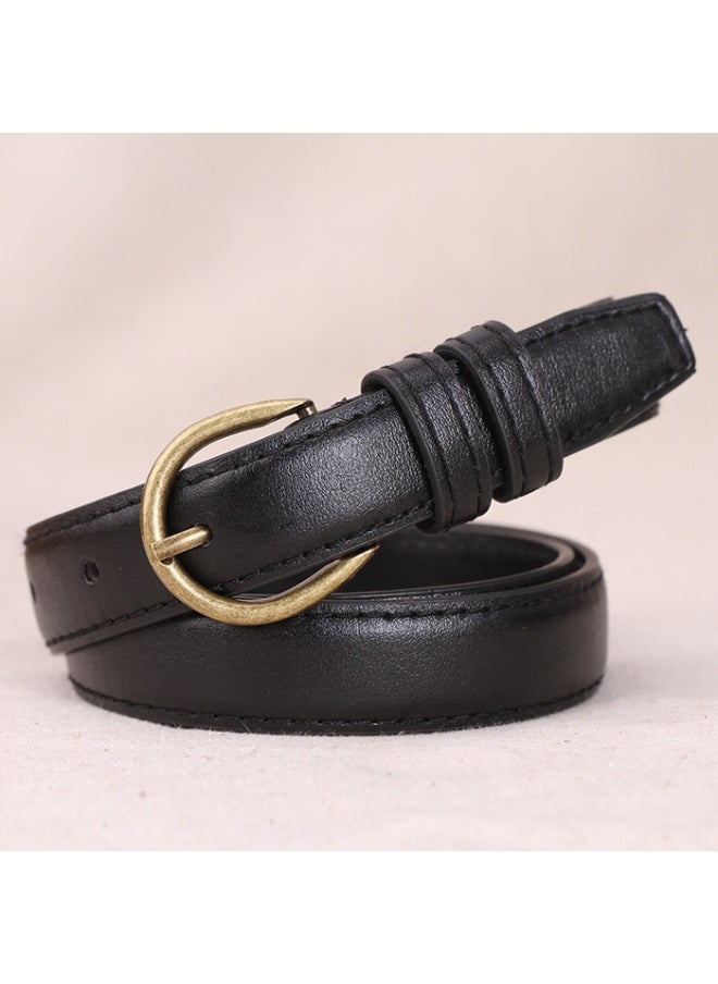 Korean Style Retro Leather Belt for Women Black