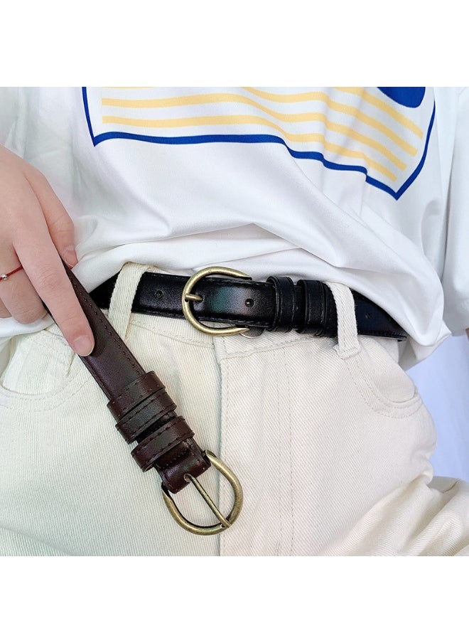 Korean Style Retro Leather Belt for Women Black