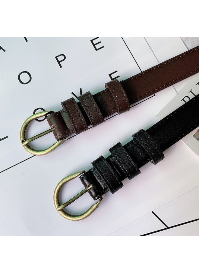 Korean Style Retro Leather Belt for Women Black
