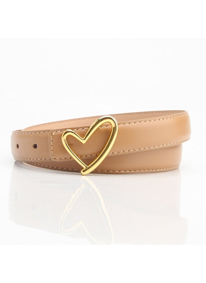 Heart Buckle Fashion Womens Waist Belt Coffee