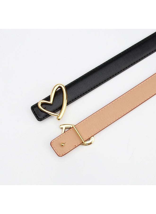 Heart Buckle Fashion Womens Waist Belt Coffee