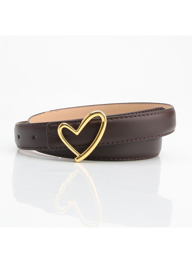 Heart Buckle Fashion Womens Waist Belt Coffee