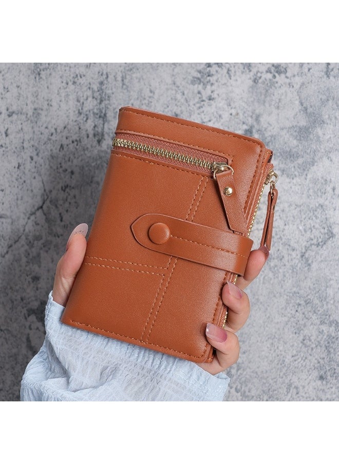 New Women's Purse PU Leather Short Zipper Purse Three Fold Wallet Card Holder Organiser