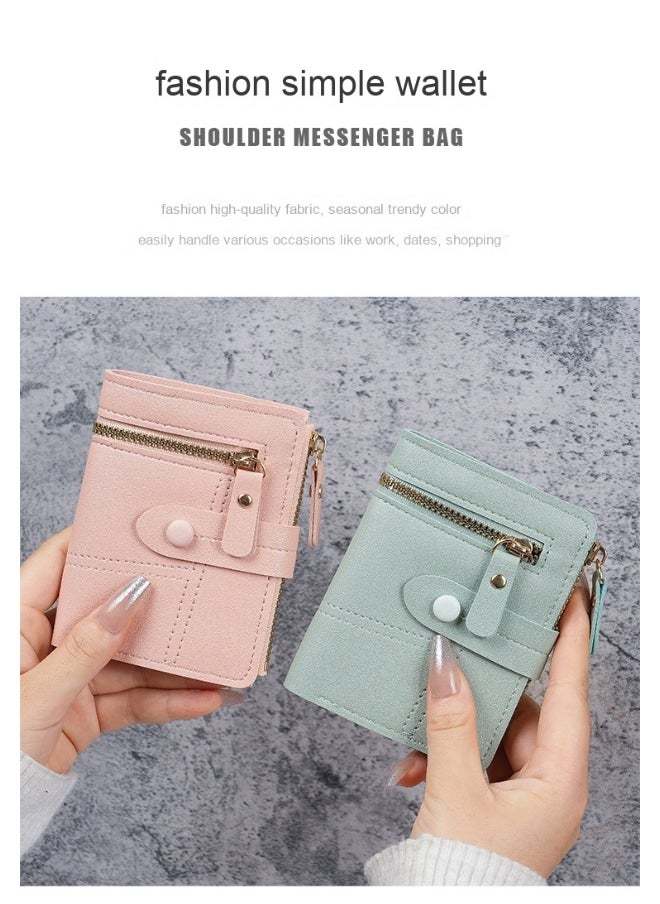 Ladies Purse Wallet PU Leather Short Women Wallet Card Holder Organiser Wallet Wristlet Clutch Wallet with Zipper Pocket Coin Purse Phone Wallet