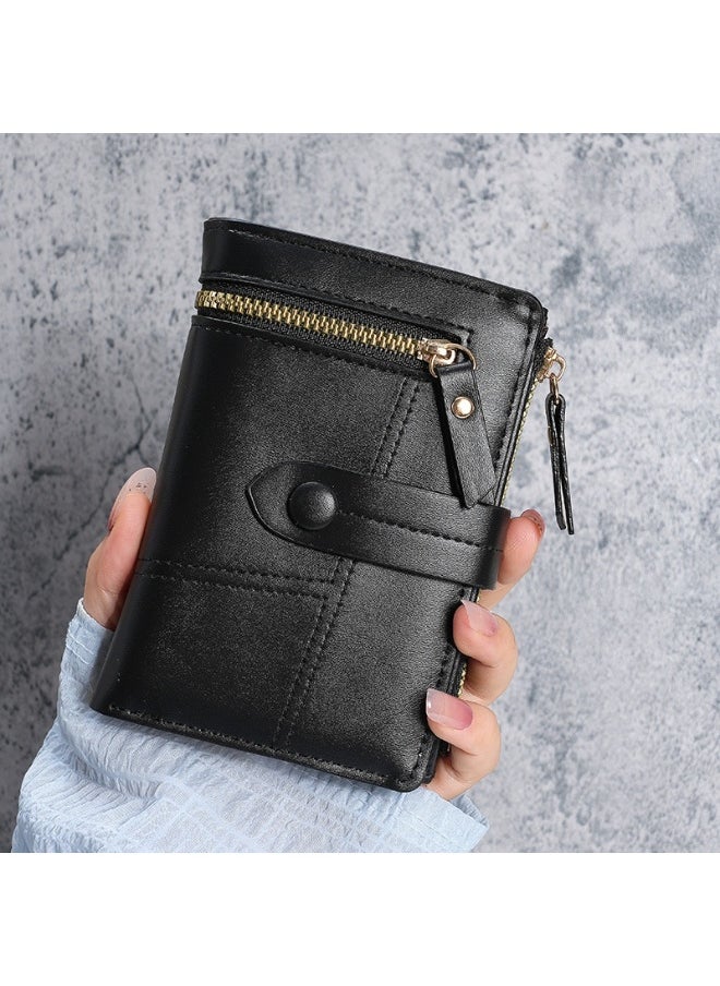 New Women's Purse PU Leather Short Zipper Purse Three Fold Wallet Card Holder Organiser