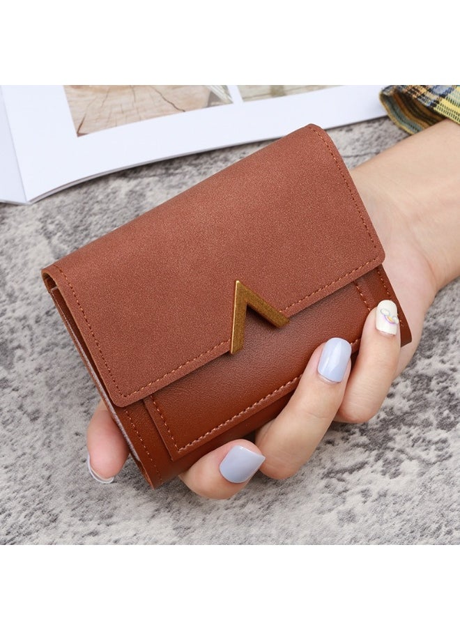 New Triple Fold Women's Purse Short Retro Card Bag PU Imitation Leather Simple Folding Student Wallet Woman