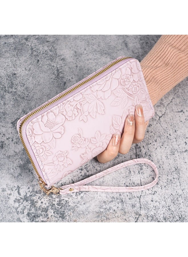 Ladies Purse Wallet PU Leather Long Women Wallet Card Holder Organiser Wallet Wristlet Clutch Wallet with Zipper Pocket Coin Purse Phone Wallet with Pendant