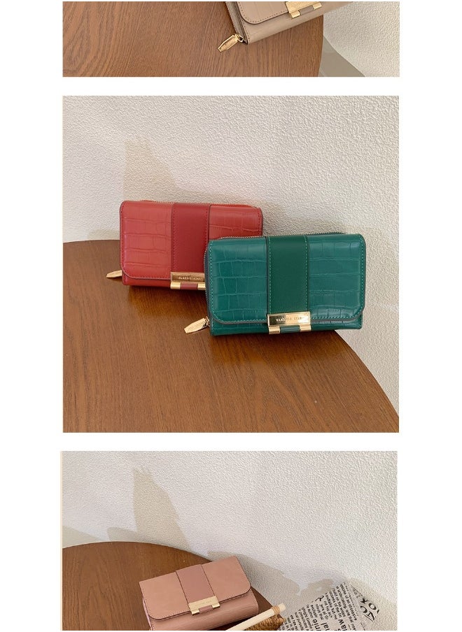 Ladies Purse Wallet PU Leather Short Women Wallet Card Holder Organiser Wallet Wristlet Clutch Wallet with Zipper Pocket Coin Purse