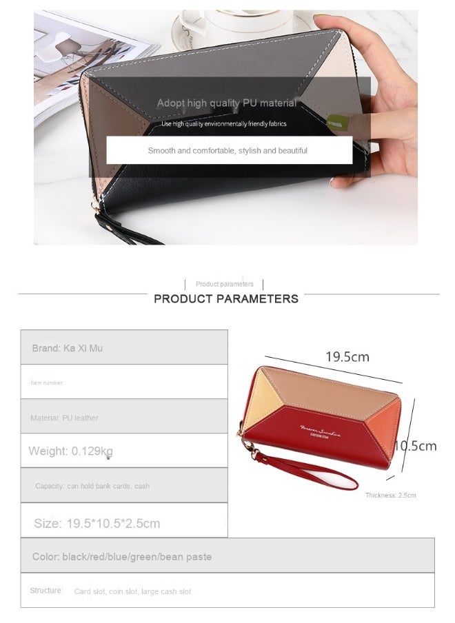 Ladies Purse Wallet PU Leather Long Women Wallet Card Holder Organiser Wallet Wristlet Clutch Wallet with Zipper Pocket Coin Purse Phone Wallet