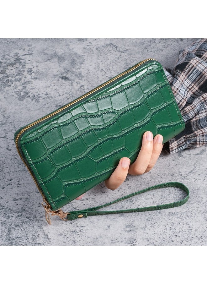 New Crocodile Pattern Small Fragrant PU Leathe Hand Bag Card Bag Multi-Functional Zipper Bag Advanced Purse Wallet