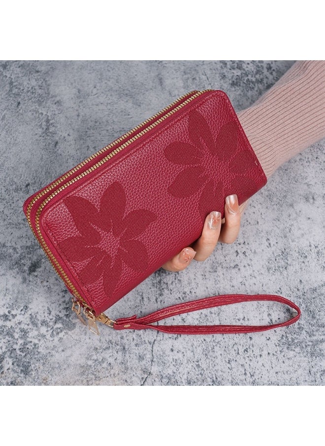Ladies Purse Wallet PU Leather Long Women Wallet Card Holder Organiser Wallet Wristlet Clutch Wallet with Zipper Pocket Coin Purse Phone Wallet with Pendant