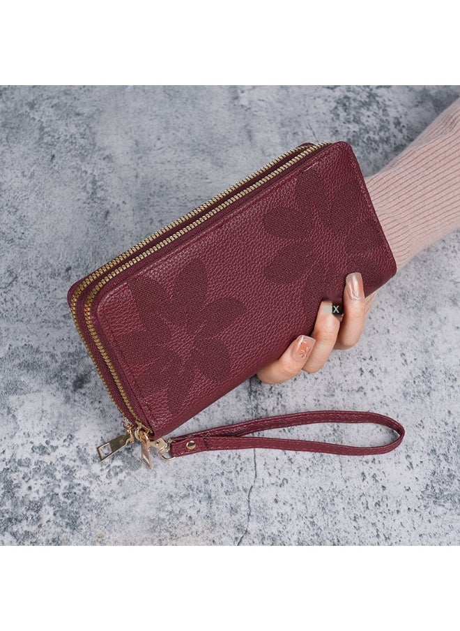 Ladies Purse Wallet PU Leather Long Women Wallet Card Holder Organiser Wallet Wristlet Clutch Wallet with Zipper Pocket Coin Purse Phone Wallet with Pendant