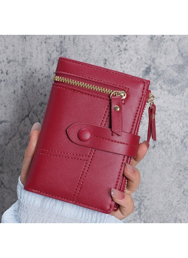 New Women's Purse PU Leather Short Zipper Purse Three Fold Wallet Card Holder Organiser
