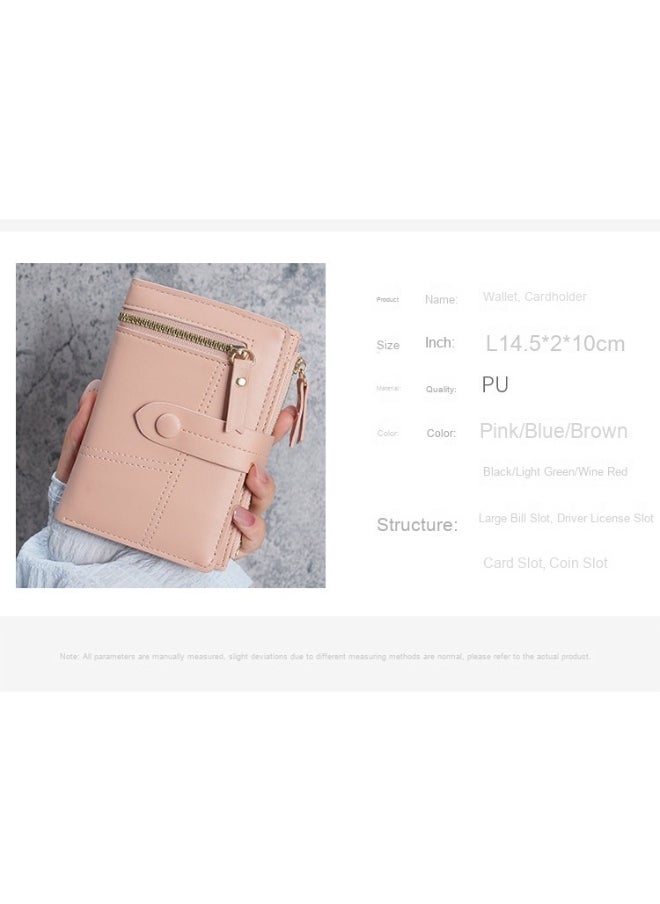 New Women's Purse PU Leather Short Zipper Purse Three Fold Wallet Card Holder Organiser