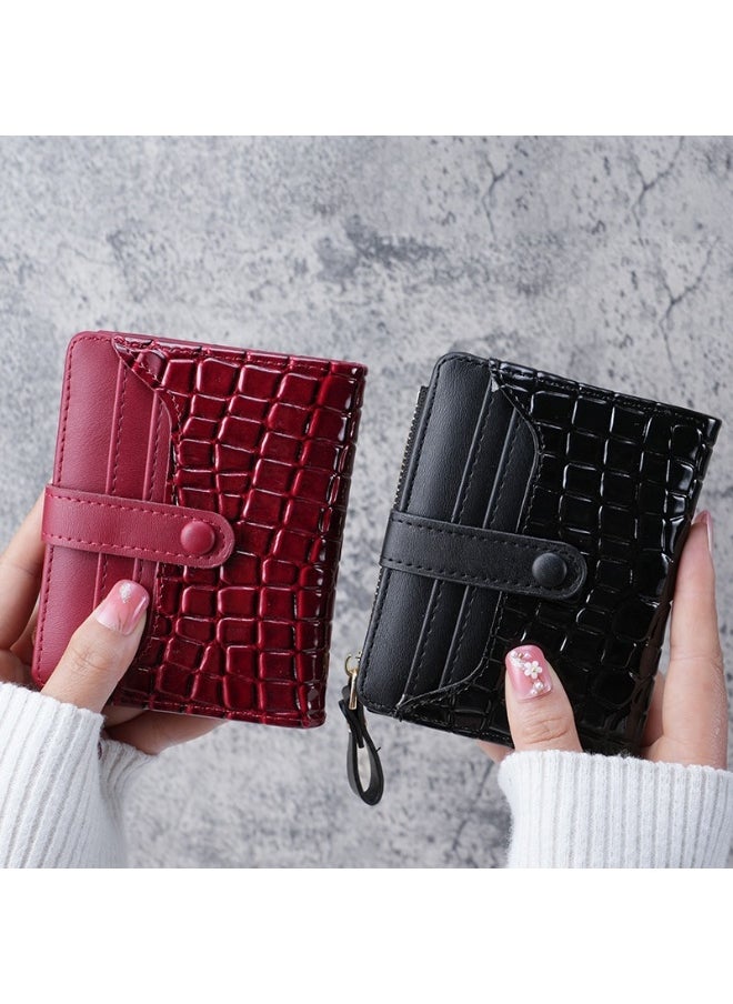 New Women's Stone Alligator Purse Buckle Short Korean Card Bag Zipper Multi-card Coin Purse Wallet