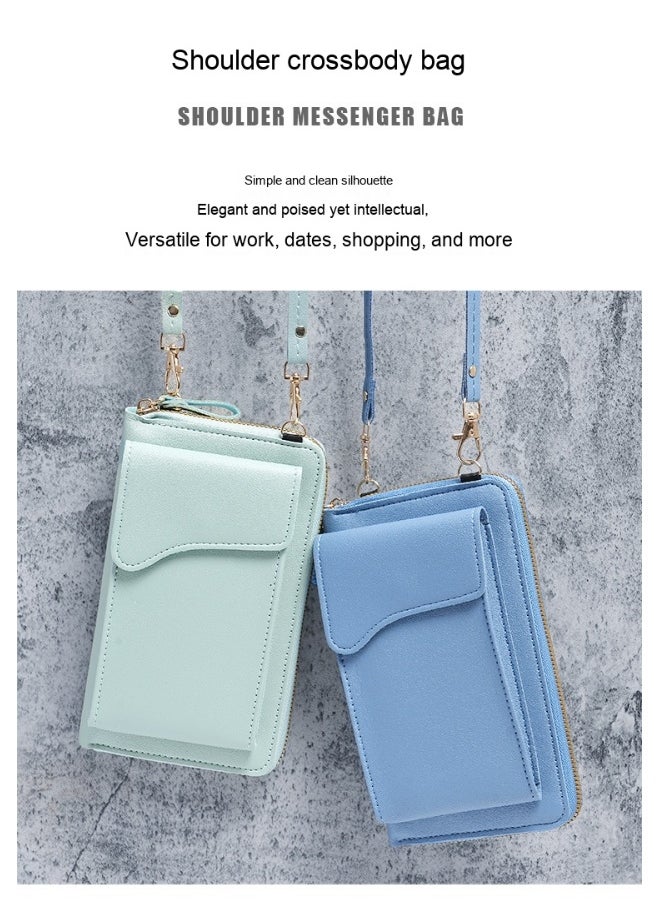 New Fashion Korean Single Shoulder Crossbody Bag Large Capacity Women's Long Purse Solid Color Purse Phone Wallet