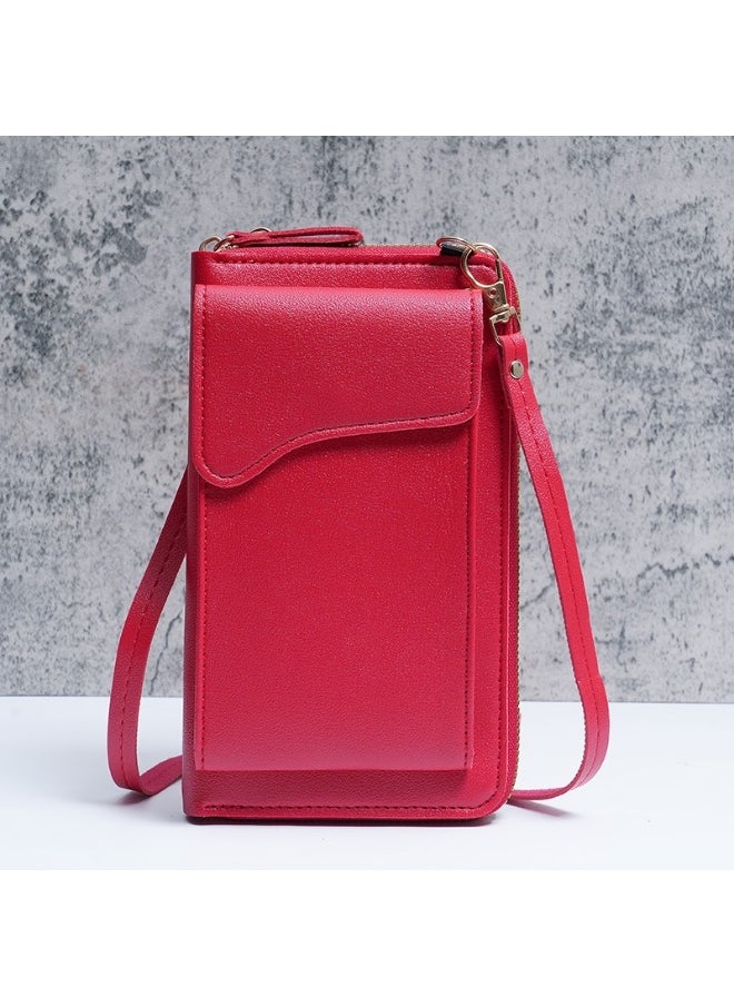 New Fashion Korean Single Shoulder Crossbody Bag Large Capacity Women's Long Purse Solid Color Purse Phone Wallet