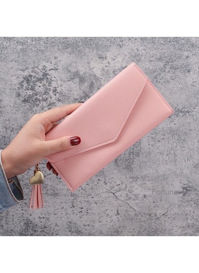 Ladies Purse Wallet PU Leather Long Women Wallet Card Holder Organiser Wallet Wristlet Clutch Wallet with Zipper Pocket Coin Purse Phone Wallet with Tassel and Pendant