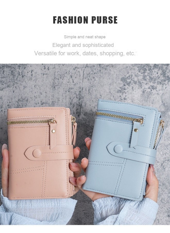 New Women's Purse PU Leather Short Zipper Purse Three Fold Wallet Card Holder Organiser