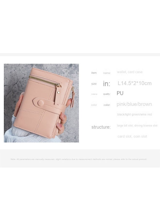 New Women's Purse PU Leather Short Zipper Purse Three Fold Wallet Card Holder Organiser