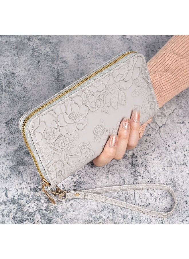 Ladies Purse Wallet PU Leather Long Women Wallet Card Holder Organiser Wallet Wristlet Clutch Wallet with Zipper Pocket Coin Purse Phone Wallet with Pendant