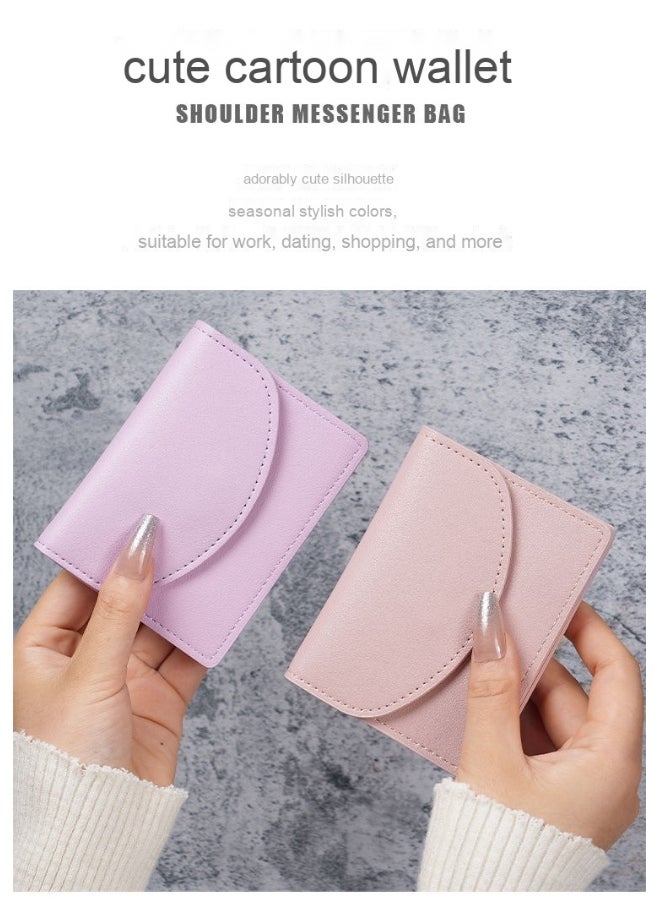 Korean ins Short Card Bag Portable Small Solid Color Simple Girl's new PU Leather Certificate Purse Wallet
