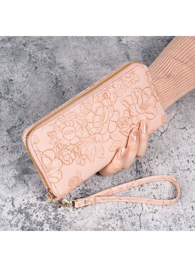 Ladies Purse Wallet PU Leather Long Women Wallet Card Holder Organiser Wallet Wristlet Clutch Wallet with Zipper Pocket Coin Purse Phone Wallet with Pendant