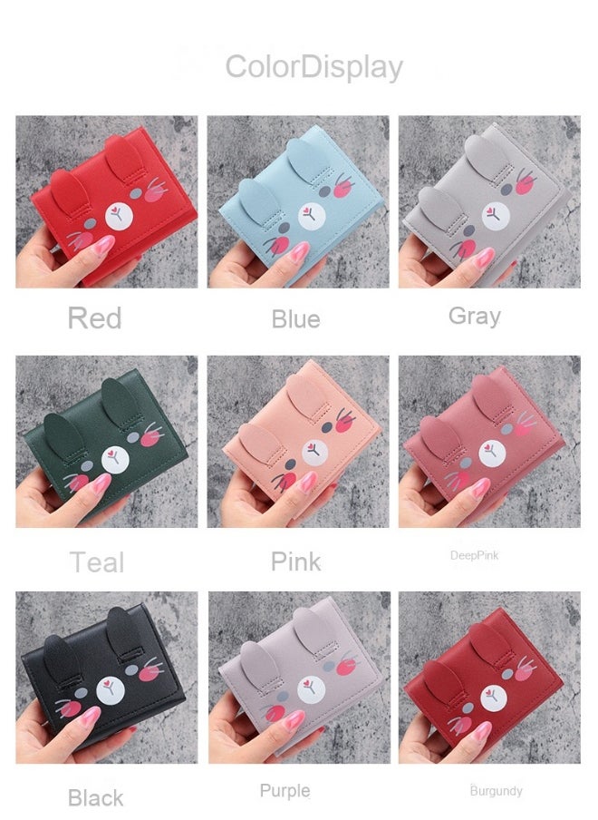 Ladies Purse Wallet PU Leather Mini Women Wallet Card Holder Organiser Wallet Wristlet Clutch Wallet with Zipper Pocket Coin Purse Phone Wallet