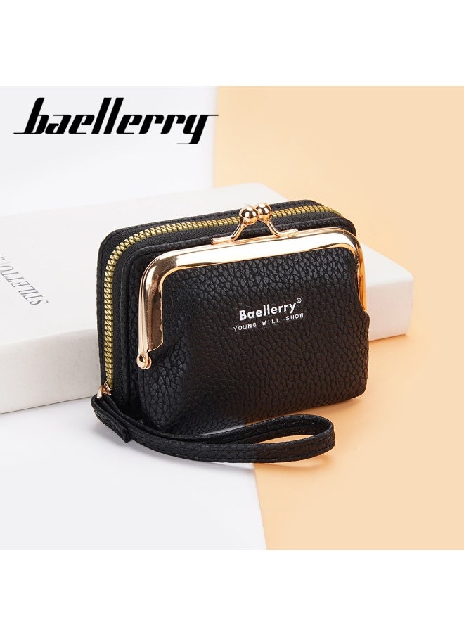 Women's Short Purse Korean Lychee Print Zipper Organ Card Bag Mini Bag for Women