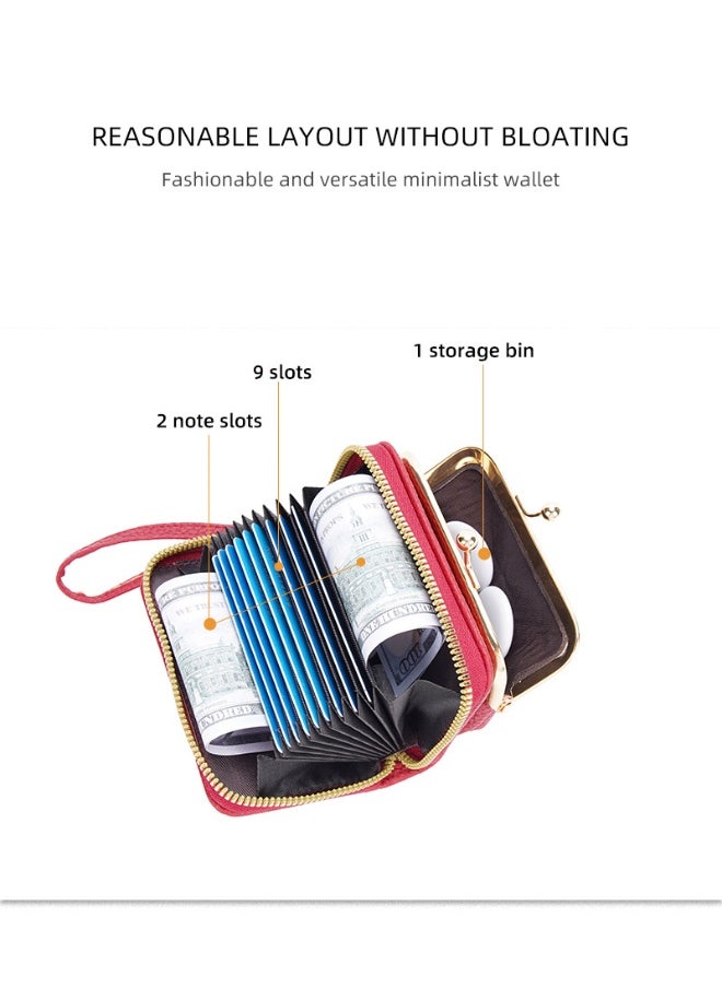 Women's Short Purse Korean Lychee Print Zipper Organ Card Bag Mini Bag for Women