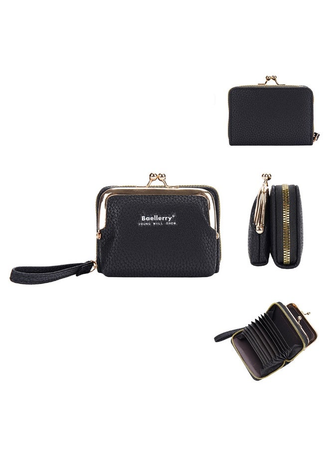 Women's Short Purse Korean Lychee Print Zipper Organ Card Bag Mini Bag for Women