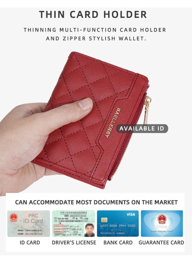 Women's Wallet Short Fashion Coin Purse Multi-card Zipper Buckle Clip Women