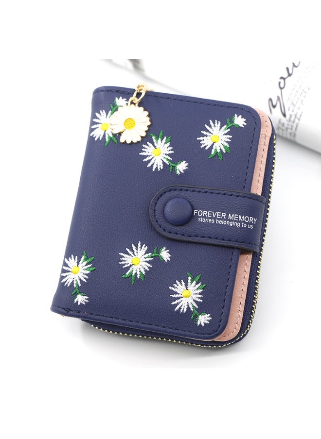 Personalized Women's Short Zipper Buckle Purse Purse Purse Coin Purse Embroidered Women's Card Bag