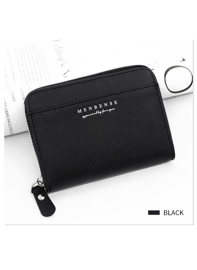 Men's Wallet Solid Color Business Short Zipper Bag Clutch Purse Coin Wallet